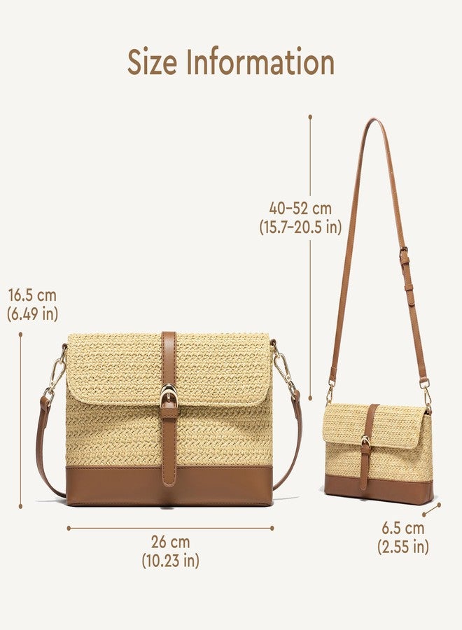 CHUNLI Straw Bag for Women, Woven Summer Beach Purse with Detachable Strap, Boho Shoulder Crossbody Handbag for Vacation (Khaki) - Image 5