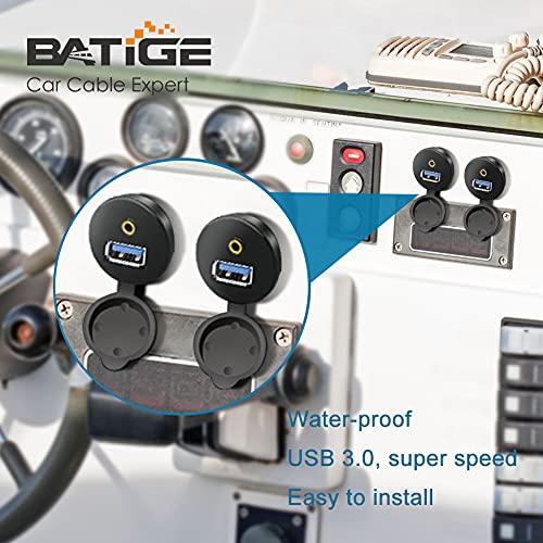 BATIGE USB 3.0 & 3.5mm Car Mount Flush Cable 3.5mm + USB3.0 AUX Extension Dash Panel Waterproof Mount Cable for Car Boat and Motorcycle 1ft - Image 5