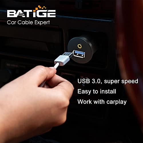 BATIGE USB 3.0 & 3.5mm Car Mount Flush Cable 3.5mm + USB3.0 AUX Extension Dash Panel Waterproof Mount Cable for Car Boat and Motorcycle 1ft - Image 4