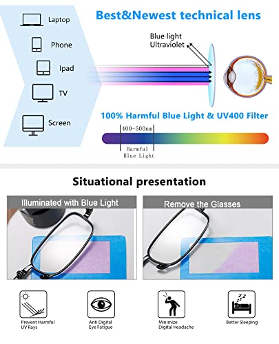 REAVEE 3 Pack Folding Reading Glasses with Keychain Compact Bags Women Men Blue Light Blocking Spring Hinge Portable Pocket Readers,Black Blue and Red 2.0 - Image 5