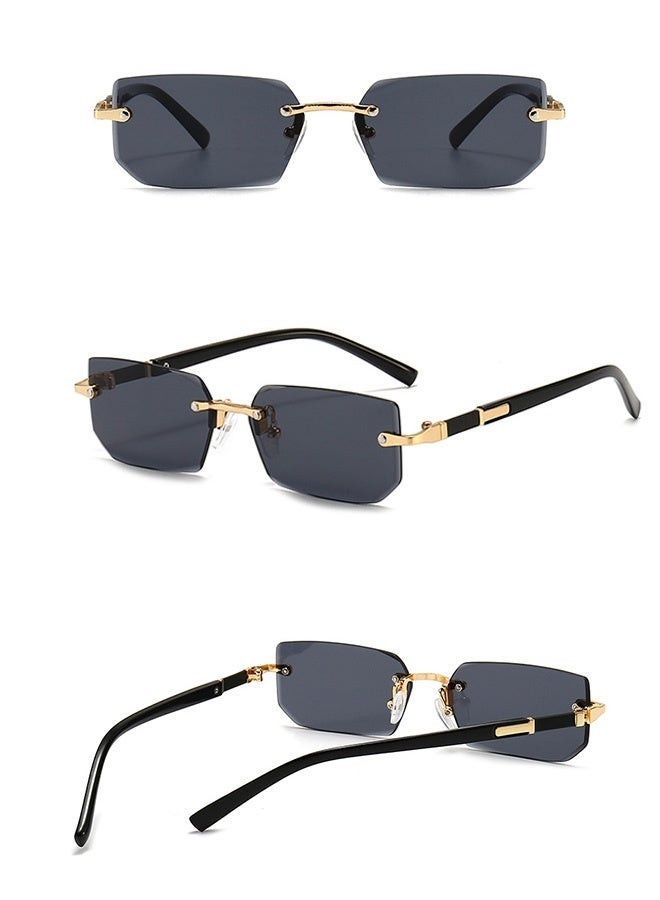 CIKJUK Rimless Sunglasses Men Women Fashion Rectangular Sun Glasses UV Protection Men's Women's Sunglass Frameless Mens Shades Tinted Sun Glas Brown - Image 3