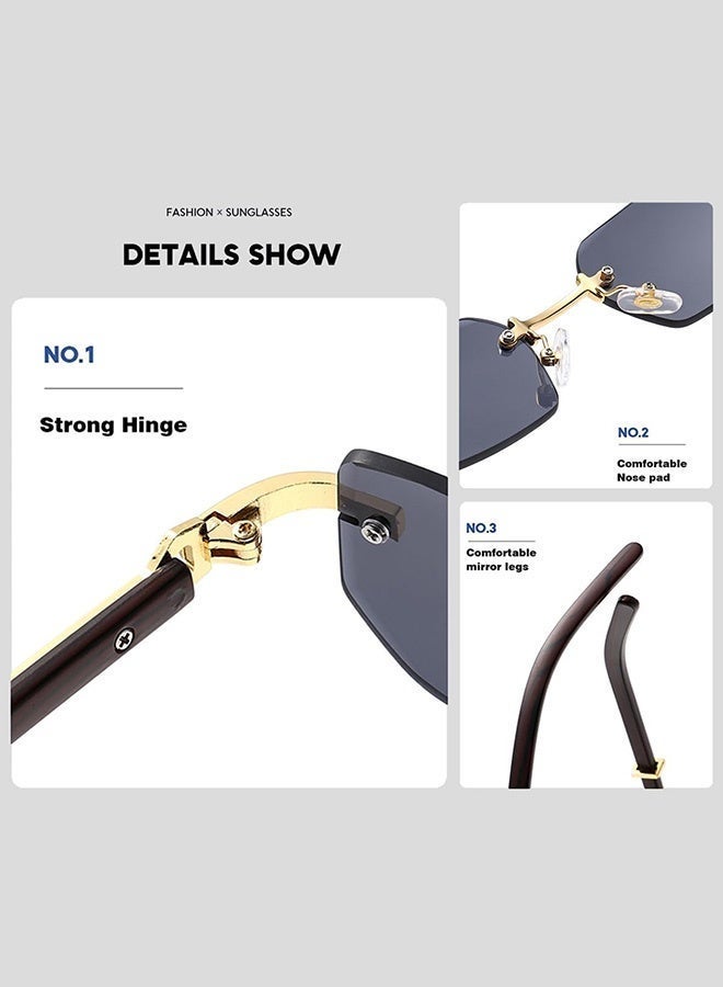 CIKJUK Rimless Sunglasses Men Women Fashion Rectangular Sun Glasses UV Protection Men's Women's Sunglass Frameless Mens Shades Tinted Sun Glas Brown - Image 2