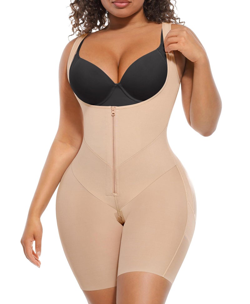 FeelinGirl Plus Size Shapewear bodysuit Faja Postparto Para Mujer Booty Lifting Surgical Fajas Compression Garment Beige XX-Large - Image 1