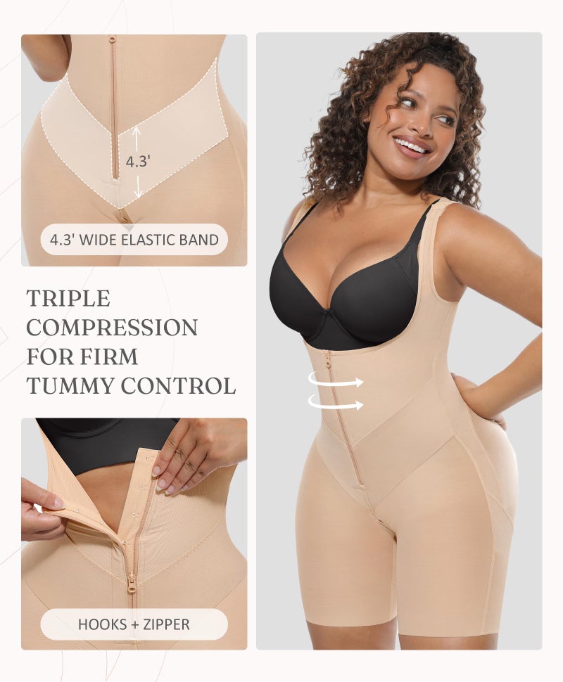 FeelinGirl Plus Size Shapewear bodysuit Faja Postparto Para Mujer Booty Lifting Surgical Fajas Compression Garment Beige XX-Large - Image 2