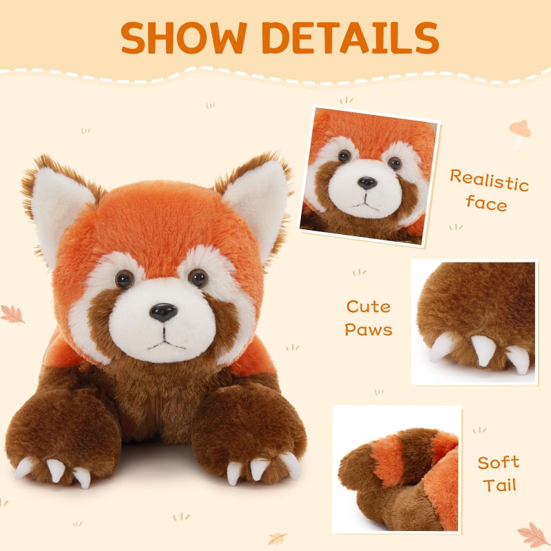 MorisMos Red Panda Stuffed Animal, Stuffed Mommy Red Panda Plush Toy with 3 Baby Pandas, Realistic Plushie Toy Gift for Kids Girls Boys 17.7 Inches - Image 3