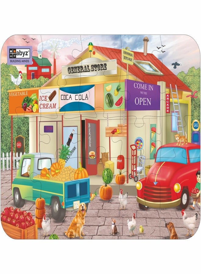 ABYZ Wooden Jigsaw General Store Games Puzzles 25pcs for Kids of Age 4-6 Years - Image 1