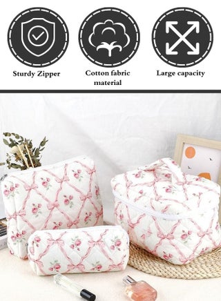 Three-piece set of luxury cotton makeup organizer bags - Z30 - view 2