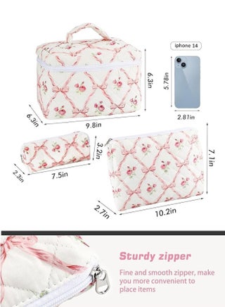 Three-piece set of luxury cotton makeup organizer bags - Z30 - view 4