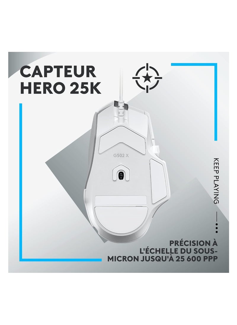 Generic - Logitech G G502 X Wired Gaming Mouse - LIGHTFORCE hybrid optical-mechanical primary switches, HERO 25K gaming sensor, compatible with PC - macOS/Windows - White - Image 1