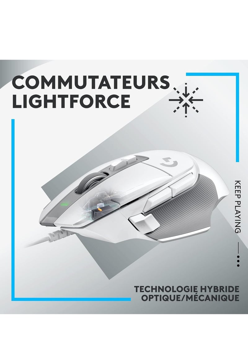 Generic - Logitech G G502 X Wired Gaming Mouse - LIGHTFORCE hybrid optical-mechanical primary switches, HERO 25K gaming sensor, compatible with PC - macOS/Windows - White - Image 1