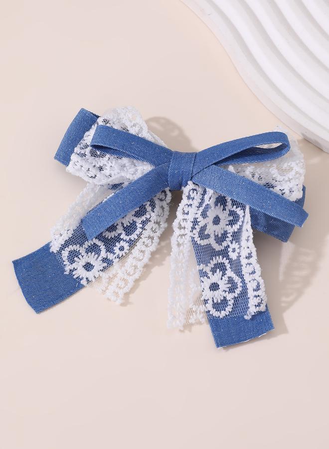 Take Two Blue Lace Bow Hair Clip - Image 2