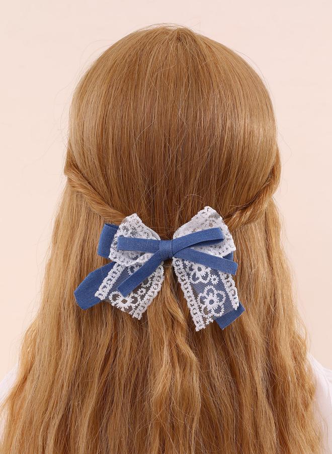 Take Two Blue Lace Bow Hair Clip - Image 1