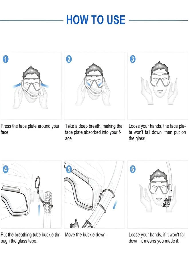 LDG WARE Snorkel Mask Set Easy Breathing Dive Mask for Under Water Swimming | Adjustable Silicone Swim Goggles with Large Frame and Breathing Tube (Pack of 1) (Swimming Scuba Diving Mask) (Blue) - Image 5