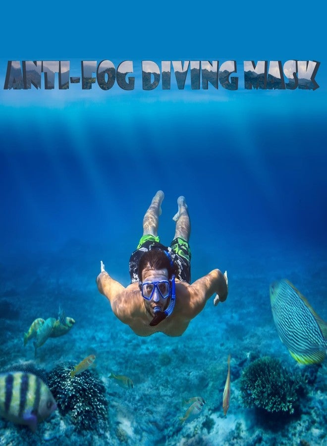LDG WARE Snorkel Mask Set Easy Breathing Dive Mask for Under Water Swimming | Adjustable Silicone Swim Goggles with Large Frame and Breathing Tube (Pack of 1) (Swimming Scuba Diving Mask) (Blue) - Image 4