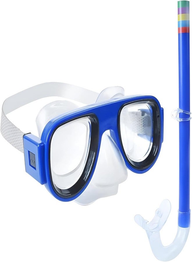 LDG WARE Snorkel Mask Set Easy Breathing Dive Mask for Under Water Swimming | Adjustable Silicone Swim Goggles with Large Frame and Breathing Tube (Pack of 1) (Swimming Scuba Diving Mask) (Blue) - Image 1