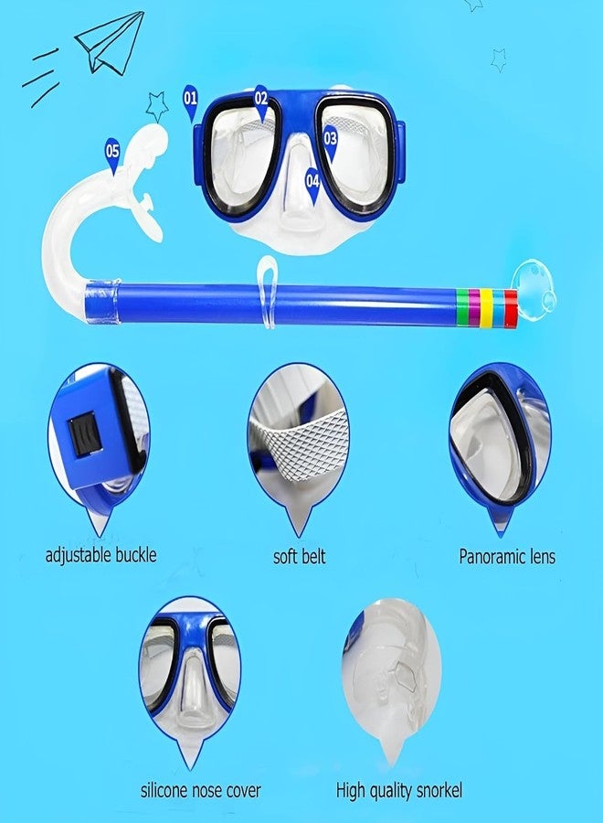 LDG WARE Snorkel Mask Set Easy Breathing Dive Mask for Under Water Swimming | Adjustable Silicone Swim Goggles with Large Frame and Breathing Tube (Pack of 1) (Swimming Scuba Diving Mask) (Blue) - Image 3