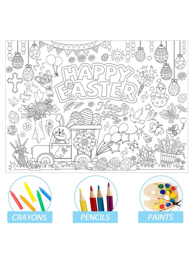 Tevxj Easter Coloring Poster for Kids Giant Coloring Poster Large Happy Easter Coloring Tablecloth Jumbo Coloring Books for Kids Classroom Home Birthday Party Supplies Favor 31.4 x 43.3 Inch - Image 3