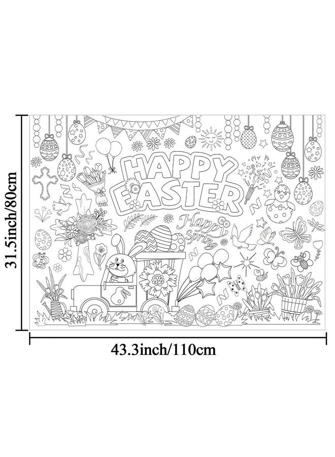 Tevxj Easter Coloring Poster for Kids Giant Coloring Poster Large Happy Easter Coloring Tablecloth Jumbo Coloring Books for Kids Classroom Home Birthday Party Supplies Favor 31.4 x 43.3 Inch - Image 2