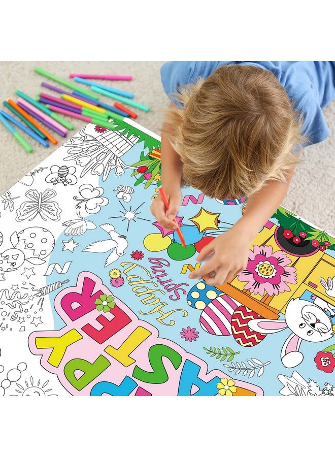 Tevxj Easter Coloring Poster for Kids Giant Coloring Poster Large Happy Easter Coloring Tablecloth Jumbo Coloring Books for Kids Classroom Home Birthday Party Supplies Favor 31.4 x 43.3 Inch - Image 4