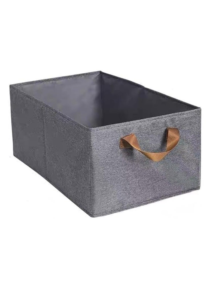 Foldable Clothes Storage Box with Divided Fabric Layers – Large Capacity Organizer Basket for Wardrobe, Closet, and Bedroom, Durable Fabric Storage Container with Handles – Grey