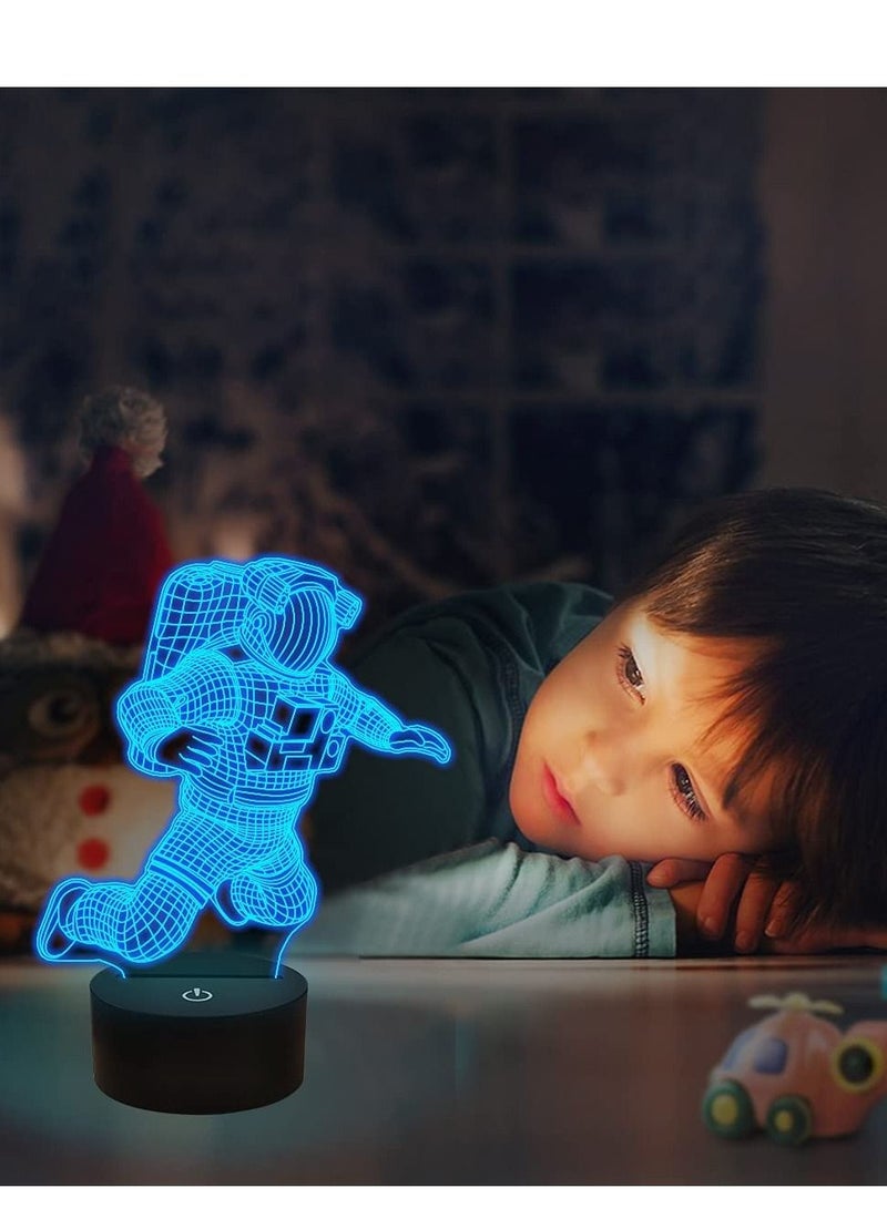 althiqahkey مصباح ليلي ثلاثي الأبعاد متعدد الألوان على شكل رائد فضاء وصاروخ ووهم بصري لديكور المنزل وغرفة النوم مع جهاز تحكم عن بعد 16 لونًا متغيرًا كهدية عيد ميلاد لمحبي الفضاء الخارجي - Image 3