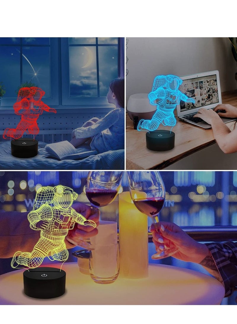 althiqahkey مصباح ليلي ثلاثي الأبعاد متعدد الألوان على شكل رائد فضاء وصاروخ ووهم بصري لديكور المنزل وغرفة النوم مع جهاز تحكم عن بعد 16 لونًا متغيرًا كهدية عيد ميلاد لمحبي الفضاء الخارجي - Image 4