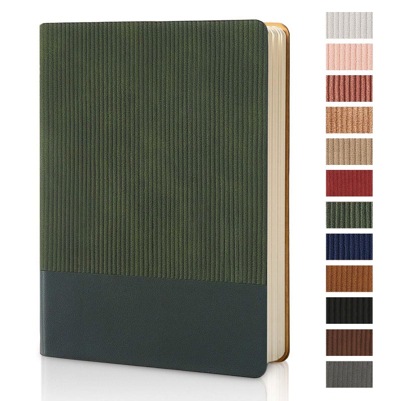 TSFPapier Lined Journal Notebook for Work College Ruled Note Book 5.79"x8.27"A5 PU Leather Daily Journaling 216 Pages for Women Men Writing Home School Supplies Business (Dark Green) - Image 1