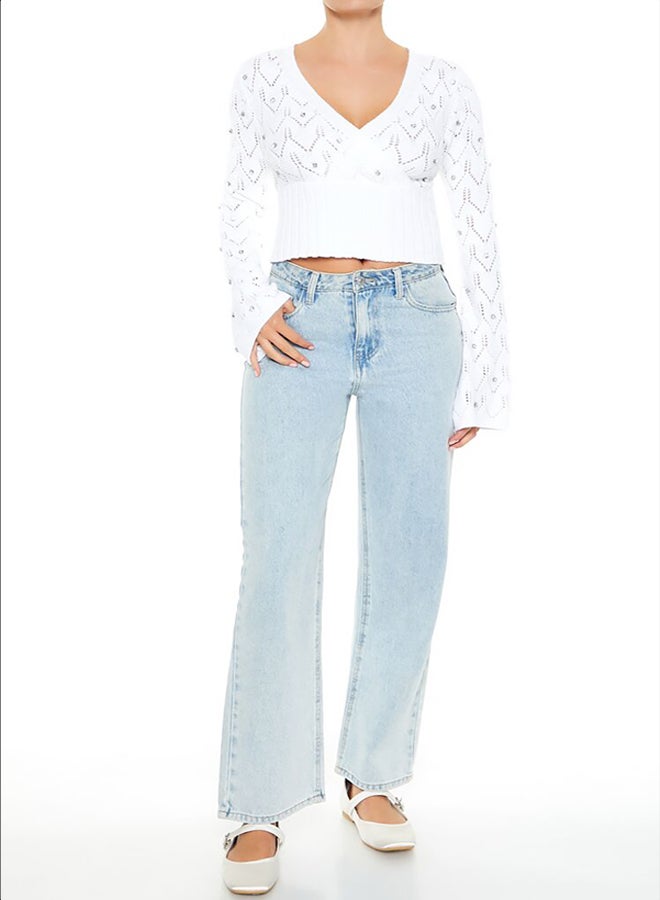 FOREVER 21 Rhinestone Cropped Sweater - Image 2