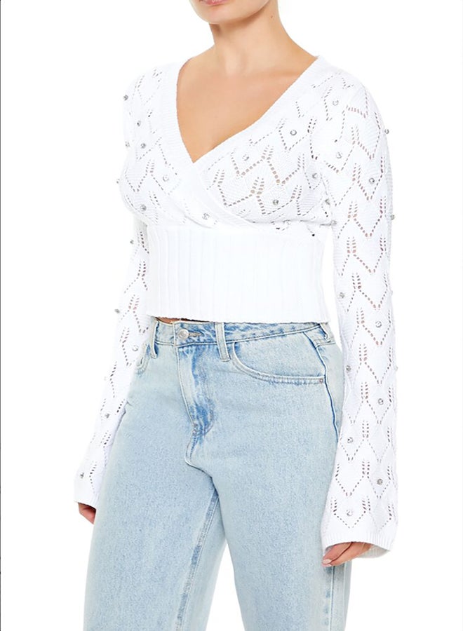 FOREVER 21 Rhinestone Cropped Sweater - Image 4