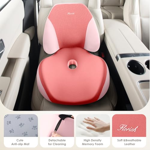 FLORICH Lumbar Support Pillow and Car Seat Cushion for Driving Car Office Chair Memory Foam Back Support Pillow and Office Seat Chair Cushion for Sciatica Pain Relief Pink - Image 3