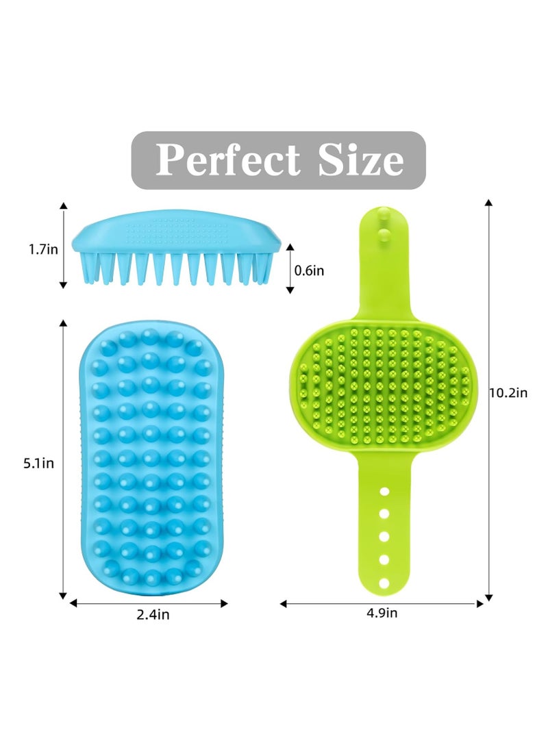 2PCS Dog Bath Brush | Dog Scrubber for Bath | Dog Shampoo Brush | Dog Washing Brush | Dog Shower Brush with Adjustable Handle,Suitable for Pets Deshedding, Washing, Massaging & Grooming (Green Blue) - Image 2