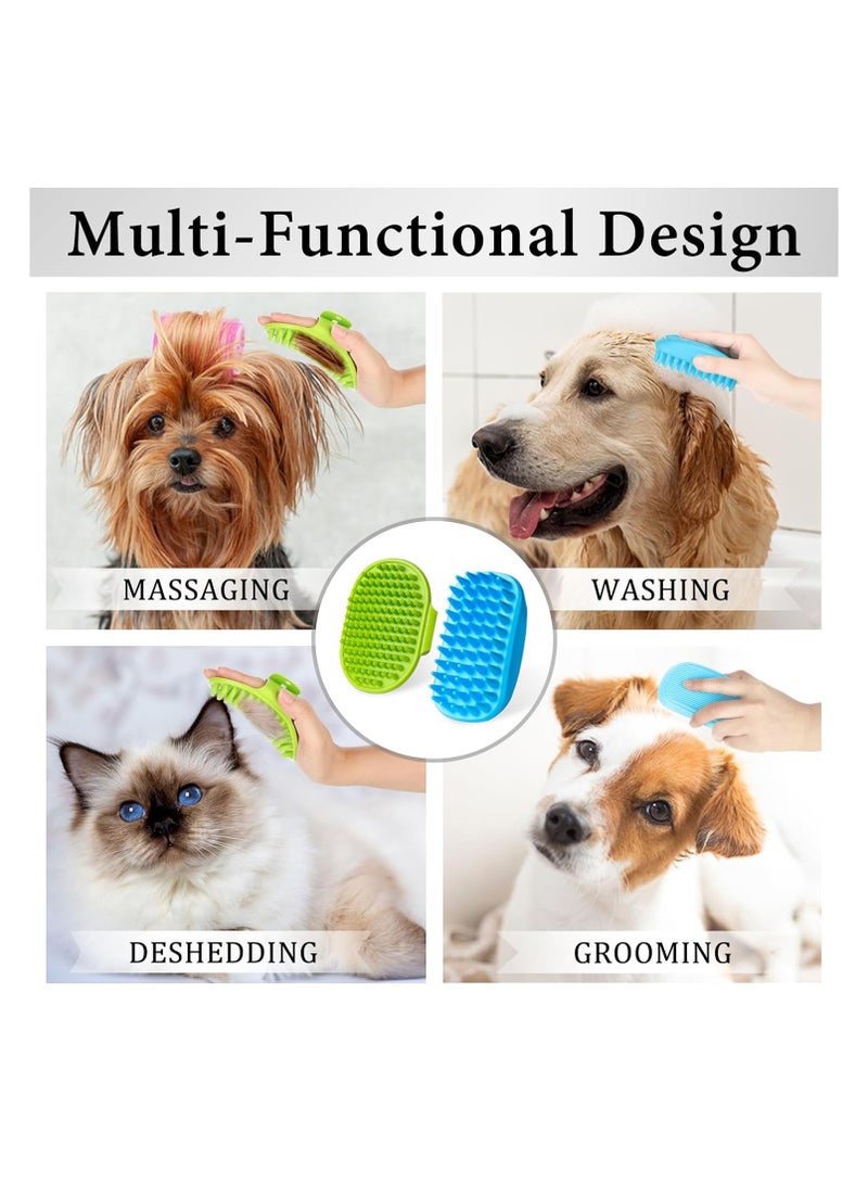 2PCS Dog Bath Brush | Dog Scrubber for Bath | Dog Shampoo Brush | Dog Washing Brush | Dog Shower Brush with Adjustable Handle,Suitable for Pets Deshedding, Washing, Massaging & Grooming (Green Blue) - Image 3