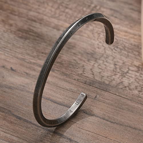 VNOX Viking Bracelet for Men | Mens Stainless Steel Cuff Bracelet for Men Women | Mobius Twist Nordic 24 Alphabet Runes Valknut Bangle | Viking Jewelry Gifts for Men Women - Image 5