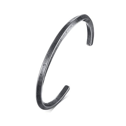 VNOX Viking Bracelet for Men | Mens Stainless Steel Cuff Bracelet for Men Women | Mobius Twist Nordic 24 Alphabet Runes Valknut Bangle | Viking Jewelry Gifts for Men Women - Image 1