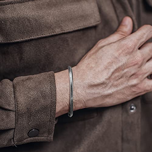 VNOX Viking Bracelet for Men | Mens Stainless Steel Cuff Bracelet for Men Women | Mobius Twist Nordic 24 Alphabet Runes Valknut Bangle | Viking Jewelry Gifts for Men Women - Image 2