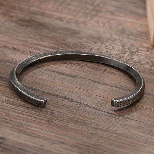 VNOX Viking Bracelet for Men | Mens Stainless Steel Cuff Bracelet for Men Women | Mobius Twist Nordic 24 Alphabet Runes Valknut Bangle | Viking Jewelry Gifts for Men Women - Image 4