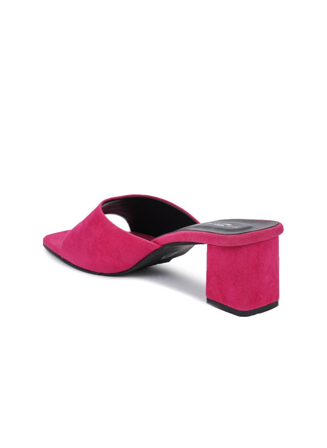 She Zone Pink Textured Block Heels for Women - Image 3