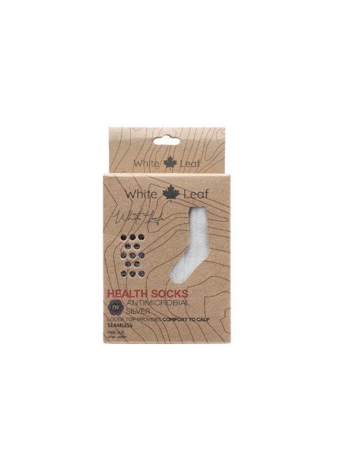 White Leaf Diabetic Anti-Skid Socks, White- 1 Pack - Image 2