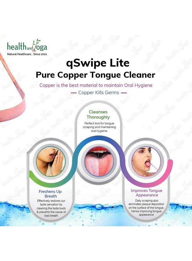 سول غيني منظفات اللسان النحاسية qSwipe Lite من HealthAndYoga™ (عبوة من 3 قطع) - تمنع رائحة الفم الكريهة، وتحسن التذوق - أطراف مرنة ومنحنية توفر قبضة جيدة - عناية كاملة بالفم/نظافة شخصية للسفر/المكتب/المنزل - Image 4