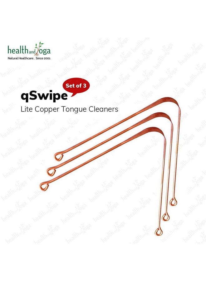 سول غيني منظفات اللسان النحاسية qSwipe Lite من HealthAndYoga™ (عبوة من 3 قطع) - تمنع رائحة الفم الكريهة، وتحسن التذوق - أطراف مرنة ومنحنية توفر قبضة جيدة - عناية كاملة بالفم/نظافة شخصية للسفر/المكتب/المنزل - Image 3