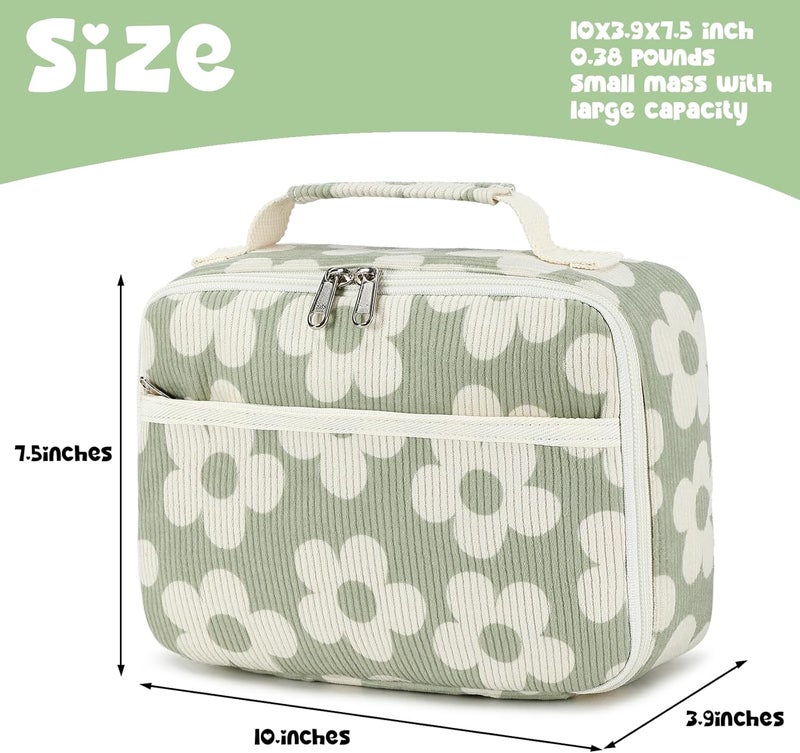 BLUBOON Insulated Lunch Bag for Girls & Boys, Corduroy School Lunch Box with Cooler & Organizer Compartments, Leak-Proof Lunch Tote for School, Travel - Image 3