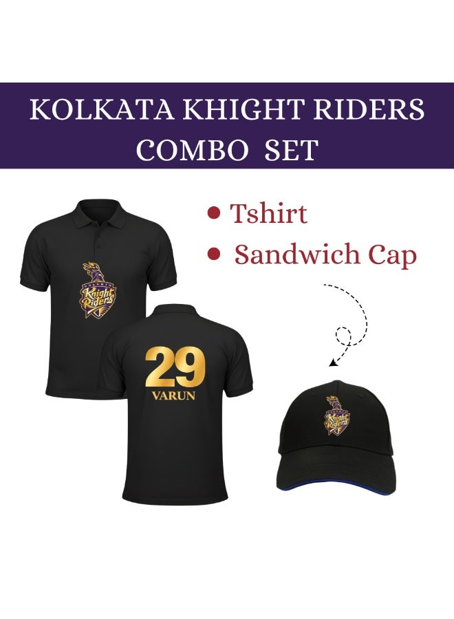 PRINTSHOP4ME Kolkata Cricket Men's Dry-Fit Polo Neck T-Shirt With Cap|Soft&Breathable Sportswear For Cricket Lovers|Tshirt |Suitable For Games - Image 3
