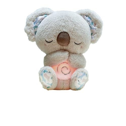 QFCST Relief Koala Breathing Stuffed Toy Anxiety Relief Plush Breathing Animal Sleeping Koala Plush Breathing with Musical Lights Rhythmic Breathing Motion - Image 1