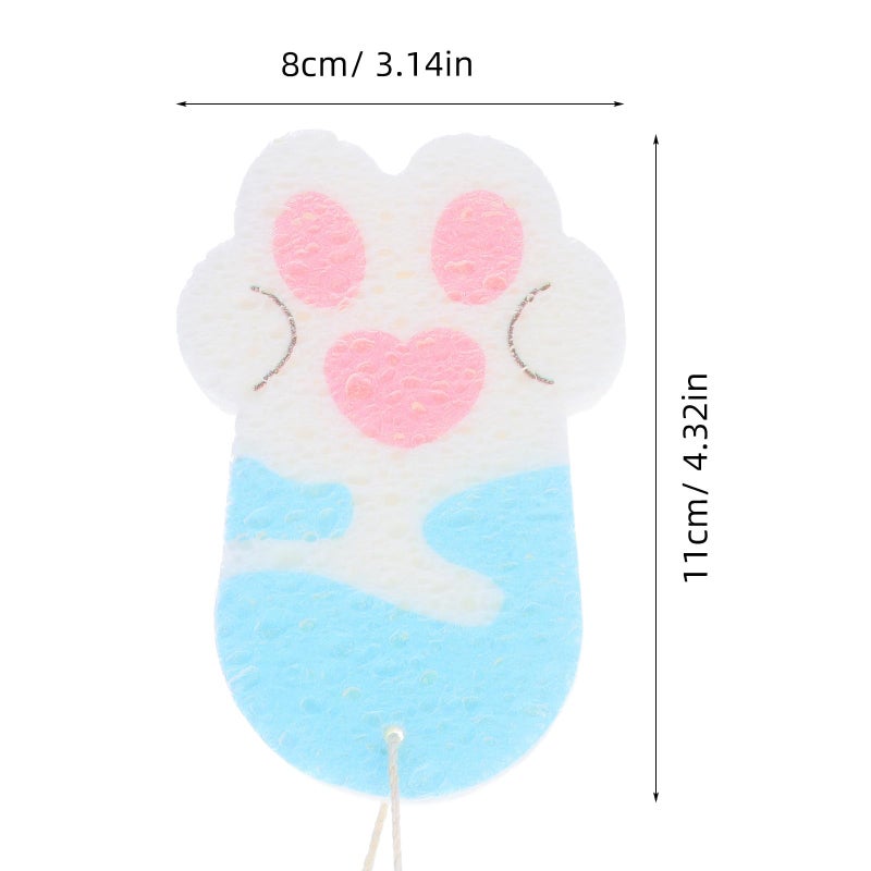 4Pcs Compressed Wood Pulp Kitchen Sponges Cat Paw Shape With Hanging Rope Reusable Non Greasy Dish Scrubbers - Image 3