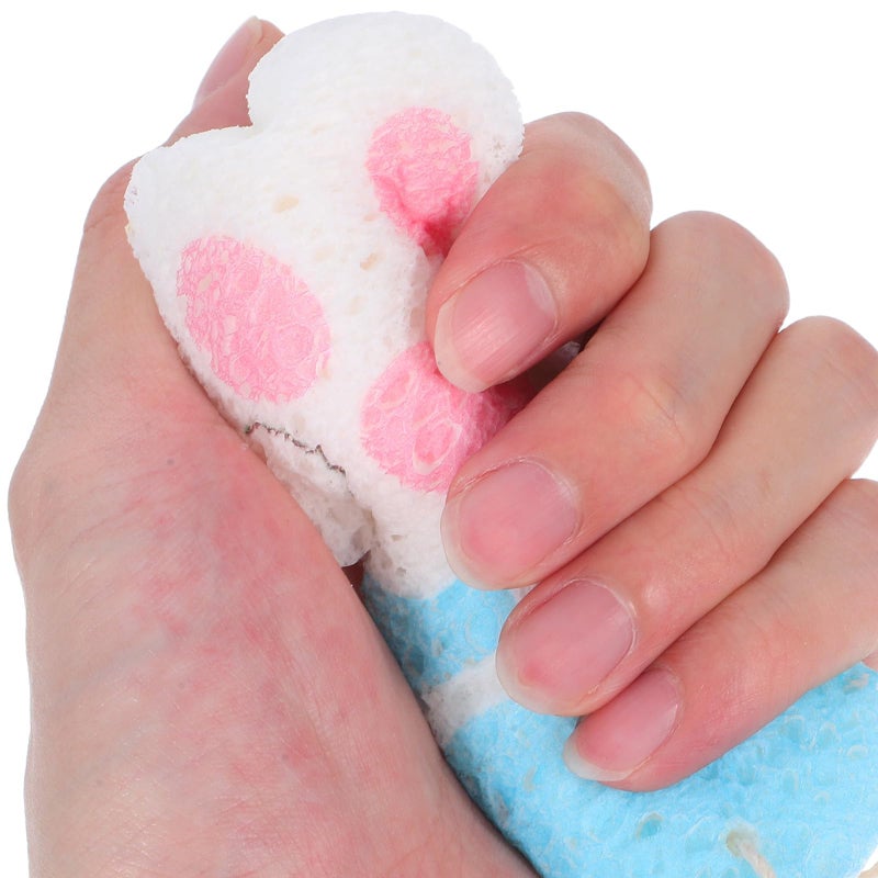 4Pcs Compressed Wood Pulp Kitchen Sponges Cat Paw Shape With Hanging Rope Reusable Non Greasy Dish Scrubbers - Image 4