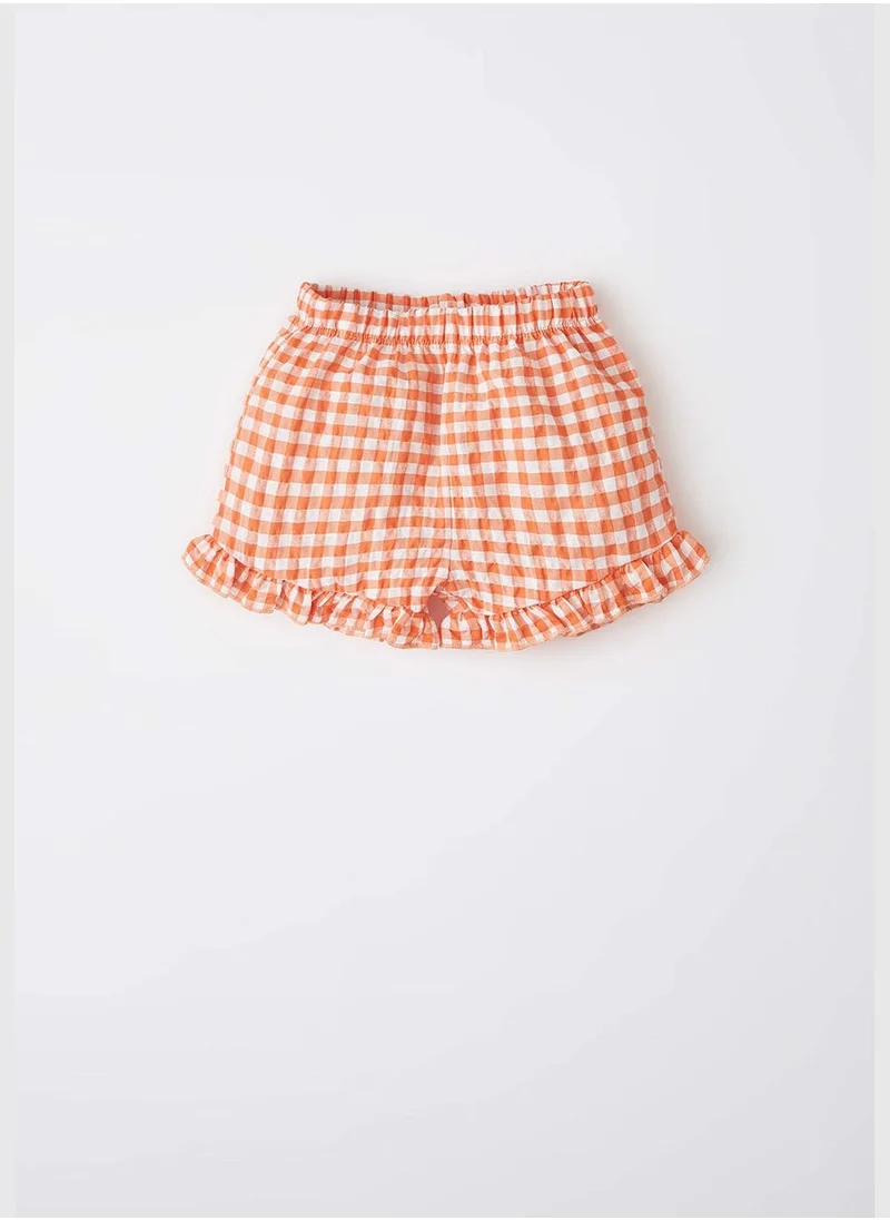 ديفاكتو Regular Fit Short Sleeve Check Print Blouse & Short Set