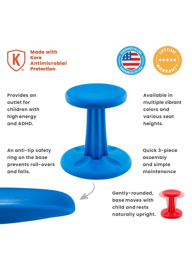 KORE DESIGN LLC KORE Design Wobble Stool Chair, Girls + Boys Kid Desk Stools, Ergonomic Small Office Chairs, Flexible Seating for Active Child, ADD/ADHD, Classroom, School, Home, Kids (14in), Age 6-7 yrs, Blue  - Image 2