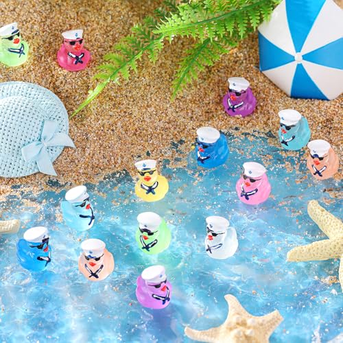 Arrowbash 100 Pcs Mini Resin Ducks Bulk Cruise Ducks with Sunglasses Luminous Sailing Miniature Figurines Glow in The Dark Tiny Resin Figures for Micro Landscape Garden Decor - Image 5