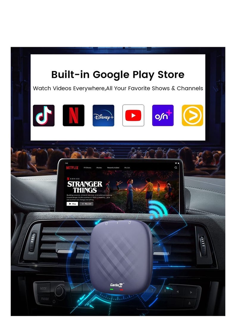 Carlinkit - 2023 Android 12.0 Carlinkit CarPlay Ai Box, 4+64G, Pro Series with Premium Qualcomm 8-cores, Built-in Multimedia 3-in-1 Adapter / Google Play / Android Auto, Only for Cars with OEM Wired CarPlay - Image 1