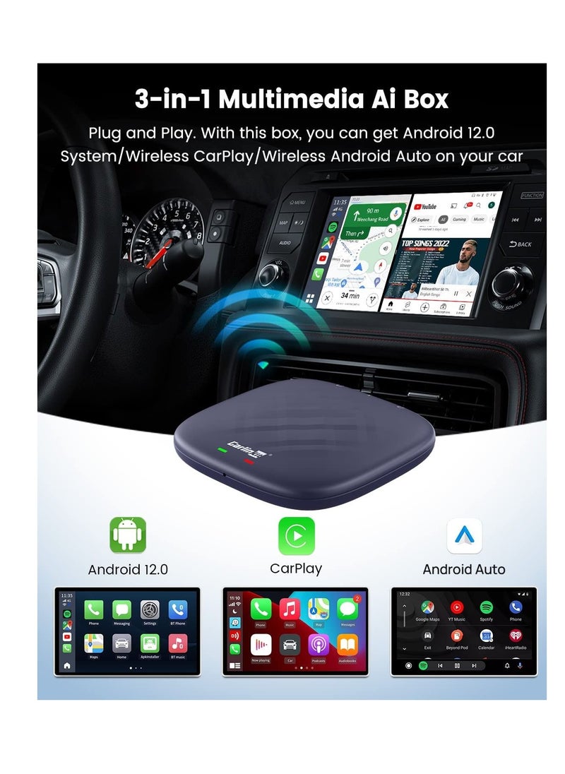 Carlinkit 2023 Android 12.0 Carlinkit CarPlay Ai Box, 4+64G, Pro Series with Premium Qualcomm 8-cores, Built-in Multimedia 3-in-1 Adapter / Google Play / Android Auto, Only for Cars with OEM Wired CarPlay  - Image 3